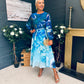 Teagan Round Neck Midi Dress Blue Floral