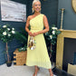 Robyn One Shoulder Midi Dress Yellow