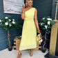 Robyn One Shoulder Midi Dress Yellow