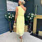 Robyn One Shoulder Midi Dress Yellow