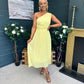 Robyn One Shoulder Midi Dress Yellow