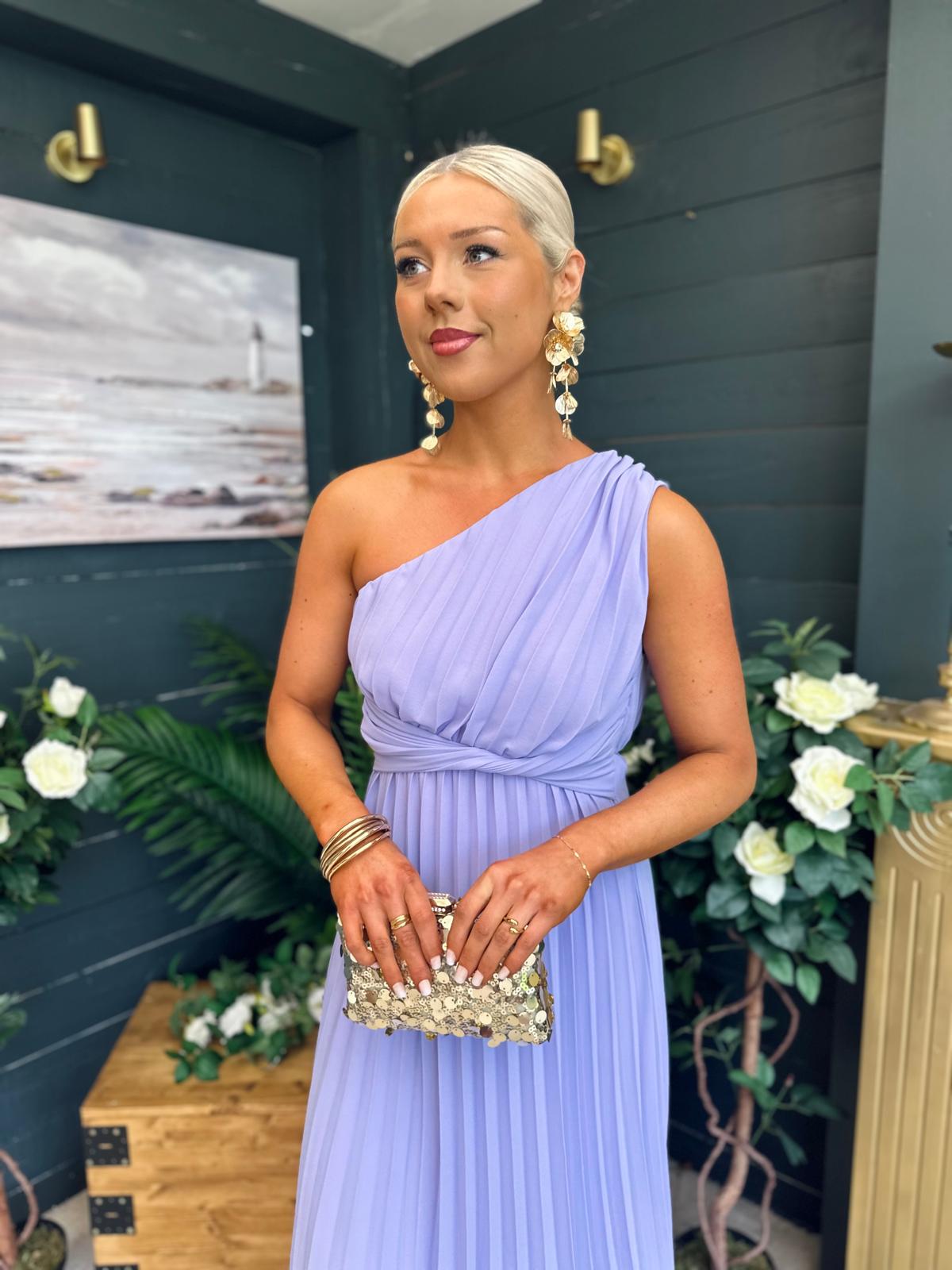 Robyn One Shoulder Midi Dress Lilac