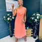 Robyn One Shoulder Midi Dress Peach
