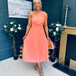 Robyn One Shoulder Midi Dress Peach