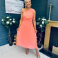 Robyn One Shoulder Midi Dress Peach
