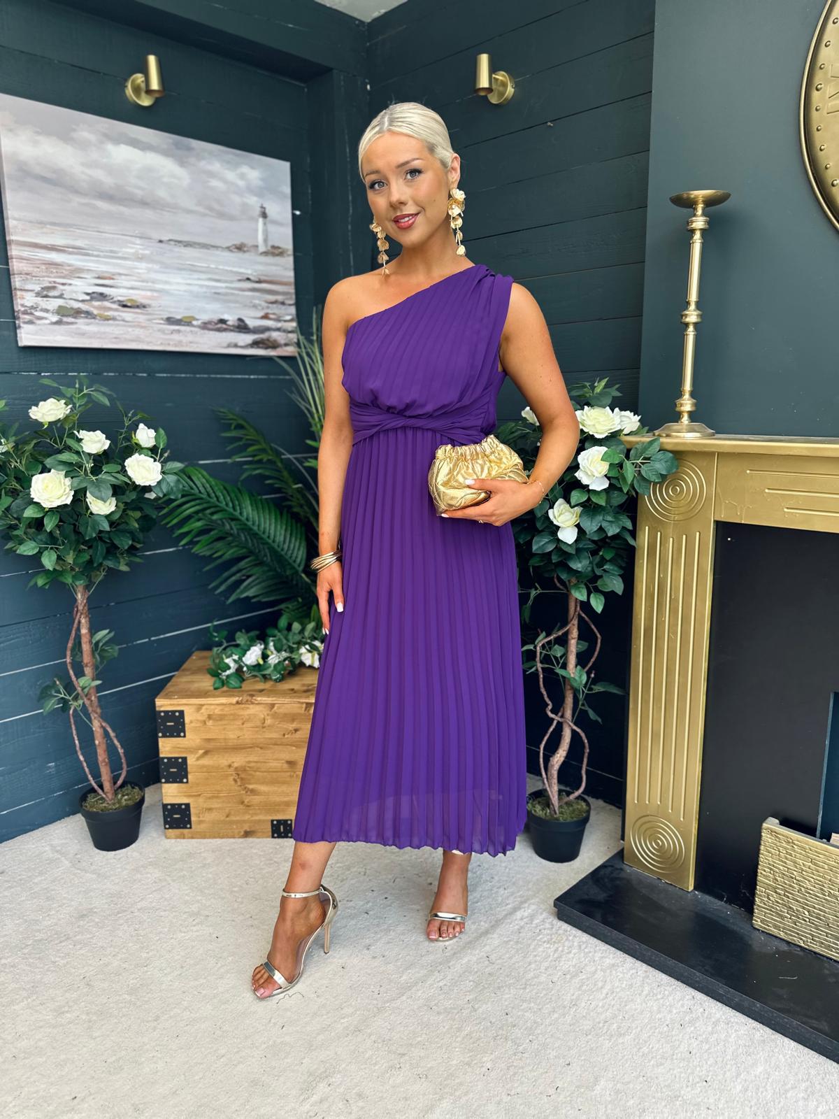 Robyn One Shoulder Midi Dress Violet