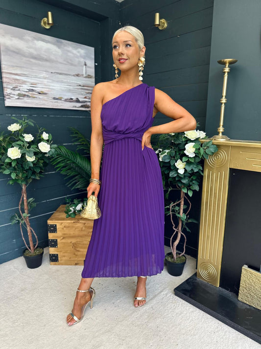 Robyn One Shoulder Midi Dress Violet