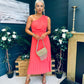 Robyn One Shoulder Midi Dress Coral