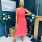 Robyn One Shoulder Midi Dress Coral