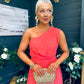 Robyn One Shoulder Midi Dress Coral