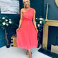 Robyn One Shoulder Midi Dress Coral