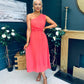 Robyn One Shoulder Midi Dress Coral