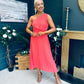 Robyn One Shoulder Midi Dress Coral