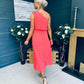 Robyn One Shoulder Midi Dress Coral