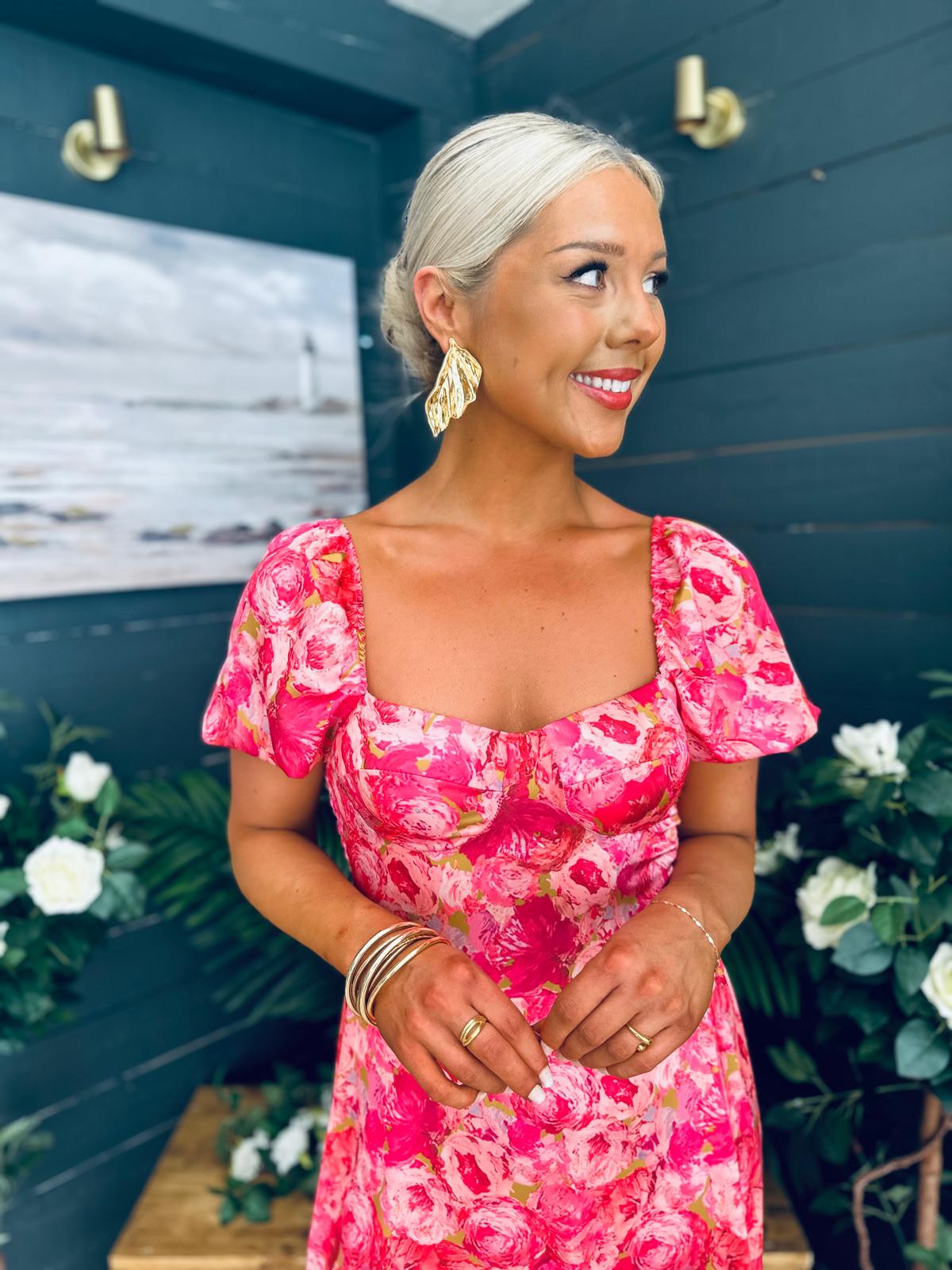 Katie Sweetheart Midi Dress Pink