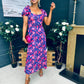 Katie Sweetheart Midi Dress Blue