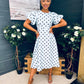 Millie Round Neck Puff Sleeve Midi Dress Pwr Blue