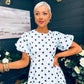 Millie Round Neck Puff Sleeve Midi Dress Pwr Blue