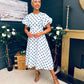 Millie Round Neck Puff Sleeve Midi Dress Pwr Blue