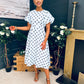 Millie Round Neck Puff Sleeve Midi Dress Pwr Blue