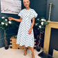 Millie Round Neck Puff Sleeve Midi Dress Pwr Blue
