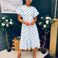 Millie Round Neck Puff Sleeve Midi Dress Pwr Blue