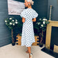 Millie Round Neck Puff Sleeve Midi Dress Pwr Blue