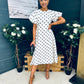 Millie Round Neck Puff Sleeve Midi Dress Cream