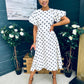 Millie Round Neck Puff Sleeve Midi Dress Cream
