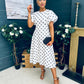 Millie Round Neck Puff Sleeve Midi Dress Cream