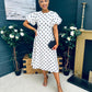 Millie Round Neck Puff Sleeve Midi Dress Cream