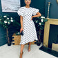 Millie Round Neck Puff Sleeve Midi Dress Cream