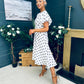 Millie Round Neck Puff Sleeve Midi Dress Cream