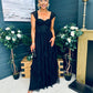 Rochelle Tulle Occasion Maxi Dress Black