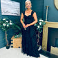 Rochelle Tulle Occasion Maxi Dress Black