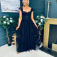 Rochelle Tulle Occasion Maxi Dress Black