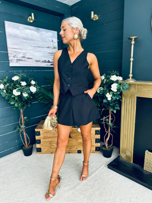 Teddie Waistcoat And Skort Set Black