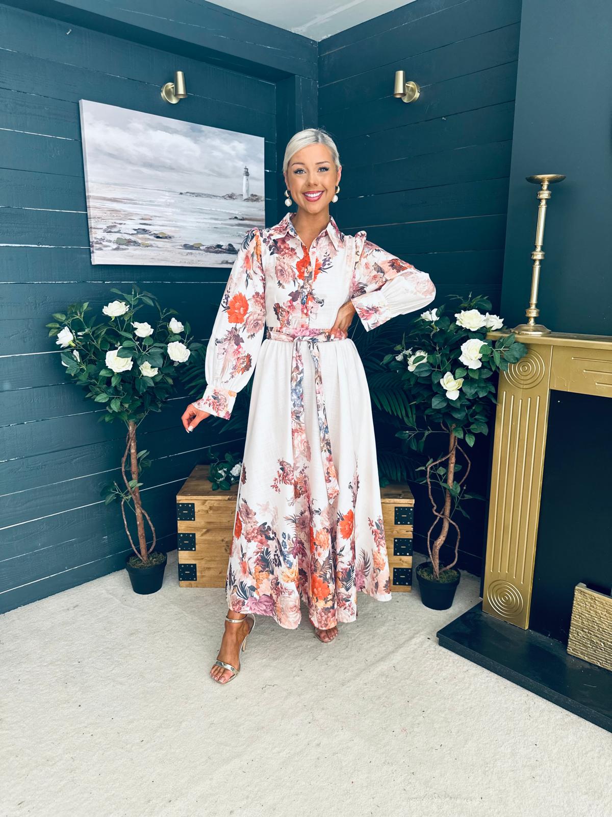 Francis Floral Occasion Dress Cream