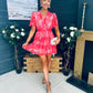 Landi Tiered Mini Dress Leaf Pink
