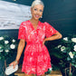 Landi Tiered Mini Dress Leaf Pink