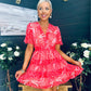 Landi Tiered Mini Dress Leaf Pink