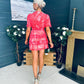 Landi Tiered Mini Dress Leaf Pink
