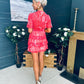 Landi Tiered Mini Dress Leaf Pink