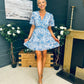 June Banded Mini Dress Paisley Blue
