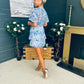 June Banded Mini Dress Paisley Blue