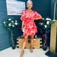 Anne Tiered Mini Dress Leaf Orange Pink
