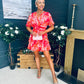Anne Tiered Mini Dress Leaf Orange Pink