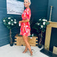 Anne Tiered Mini Dress Leaf Orange Pink