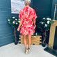 Anne Tiered Mini Dress Leaf Orange Pink
