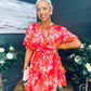 Anne Tiered Mini Dress Leaf Orange Pink